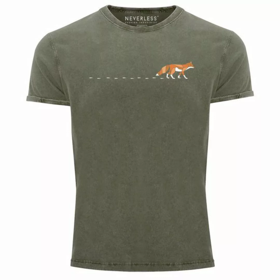 Neverless Print-Shirt Herren T-Shirt Vintage Fuchs Fox Wald Tiermotiv Logo günstig online kaufen