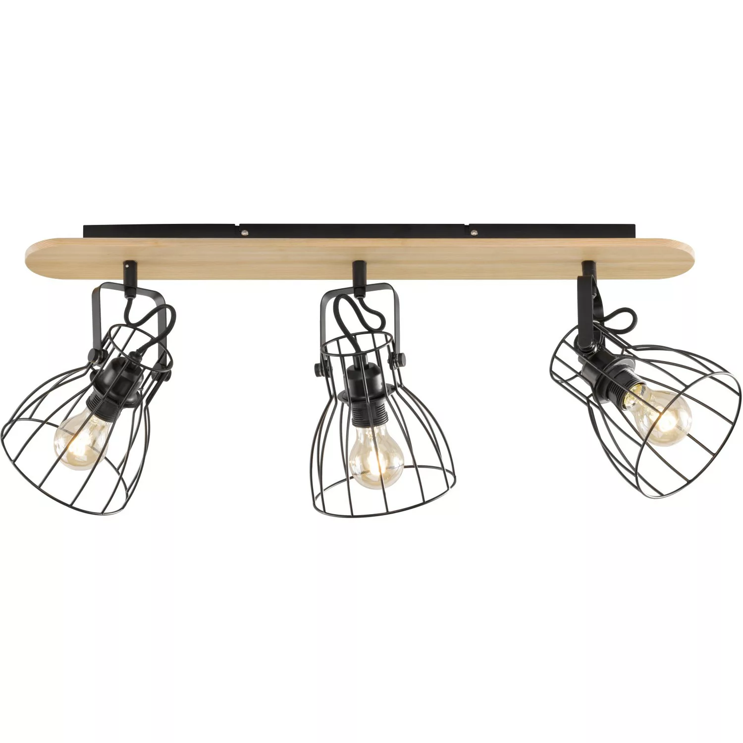 Deckenlampe Die in Holzoptik mit 3 Käfigschirmen günstig online kaufen
