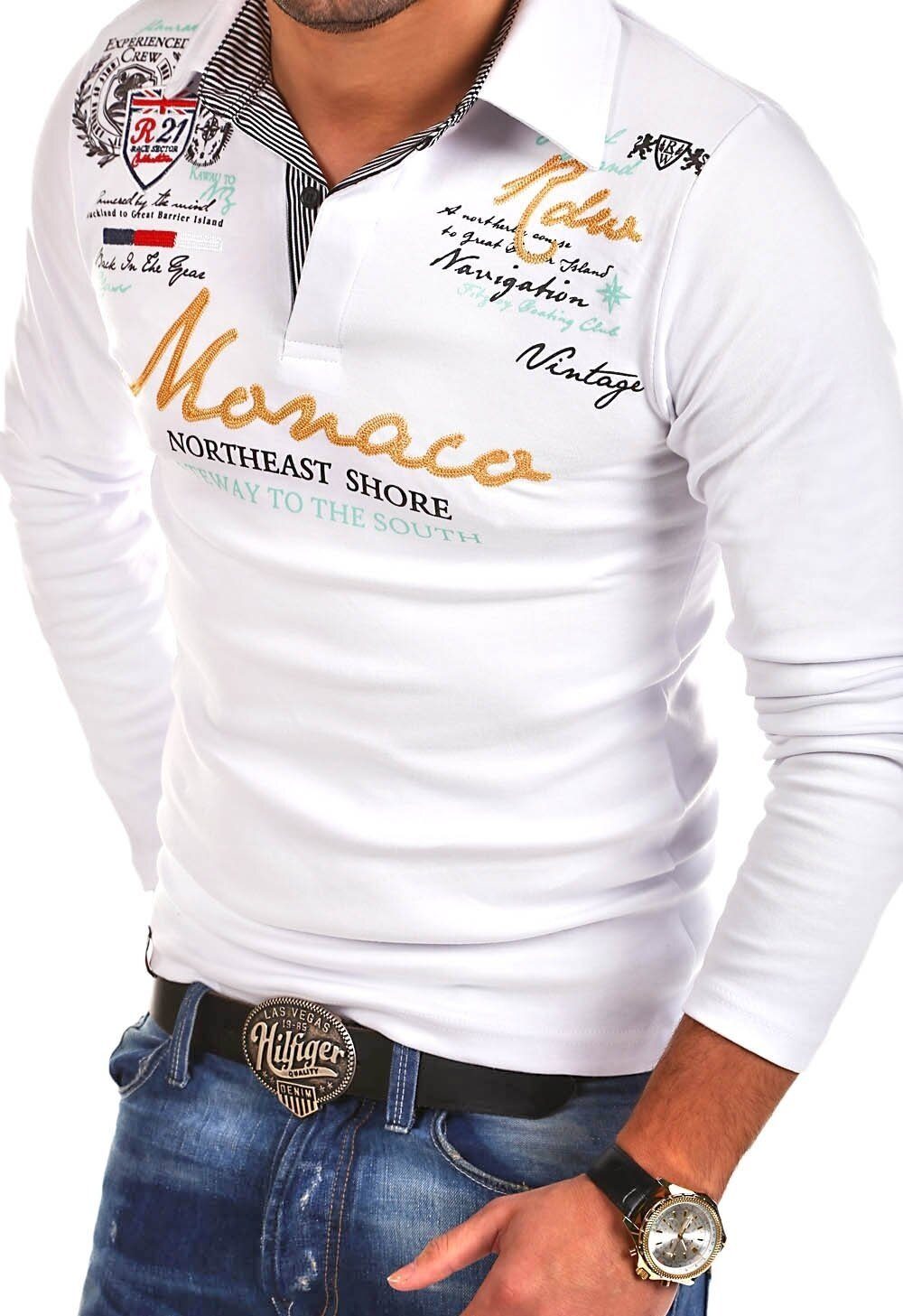 behype Poloshirt "MONACO", mit trendigen Stickereien günstig online kaufen