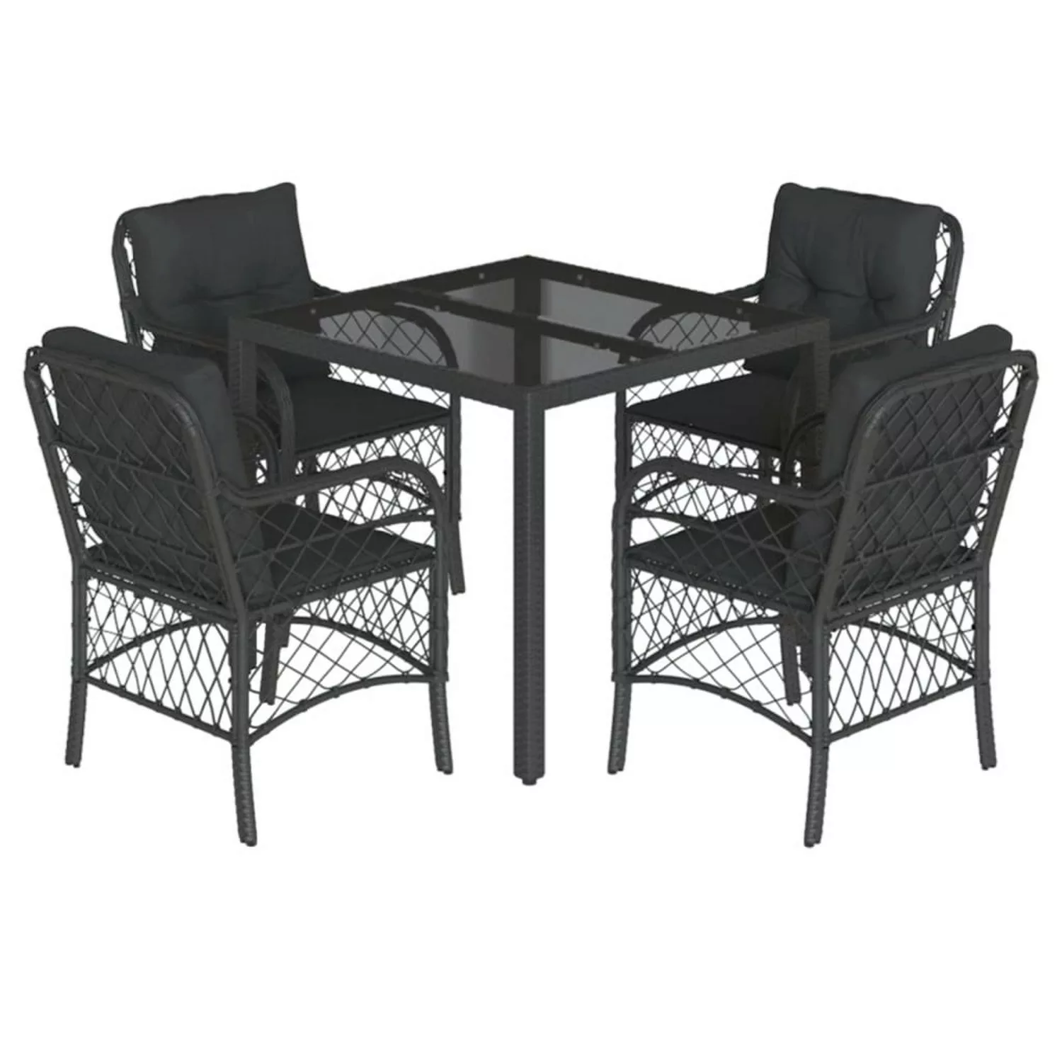 vidaXL 5-tlg Garten-Essgruppe mit Kissen Schwarz Poly Rattan Modell 145 günstig online kaufen