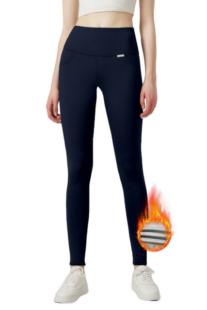 Jepo Leggings Elastische Damenhose Thermoleggings warm Fit Marineblau-L/XL günstig online kaufen