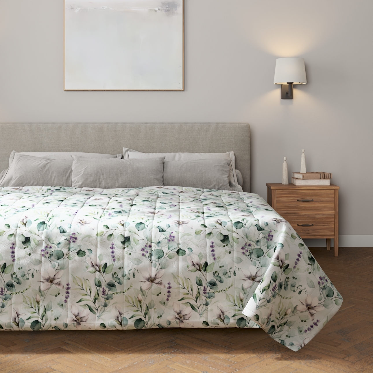 Tagesdecke mit Streifen-Steppung, mintgrün-weiß, Flowers (143-66) günstig online kaufen