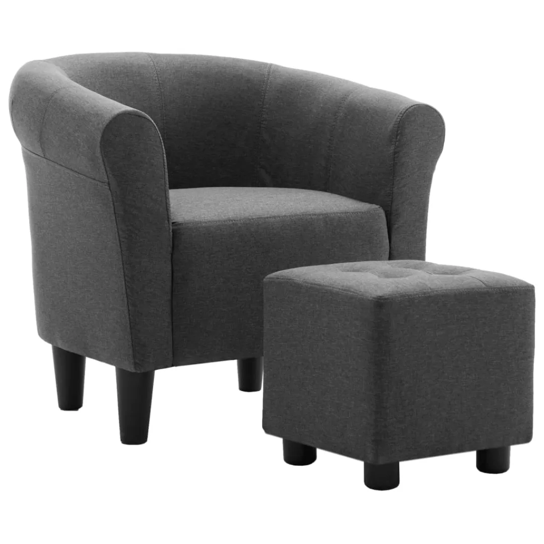 2-tlg. Sessel Und Hocker Set Dunkelgrau Stoff günstig online kaufen