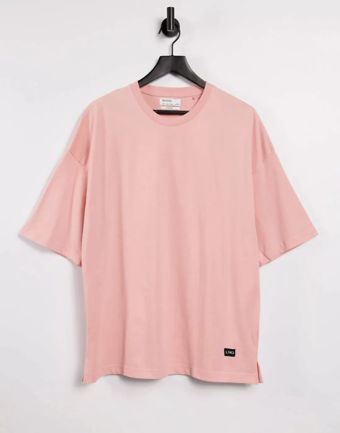 Bershka – Oversize-T-Shirt in Rosa-Schwarz,Bershka – Oversize-T-Shirt in Ro günstig online kaufen