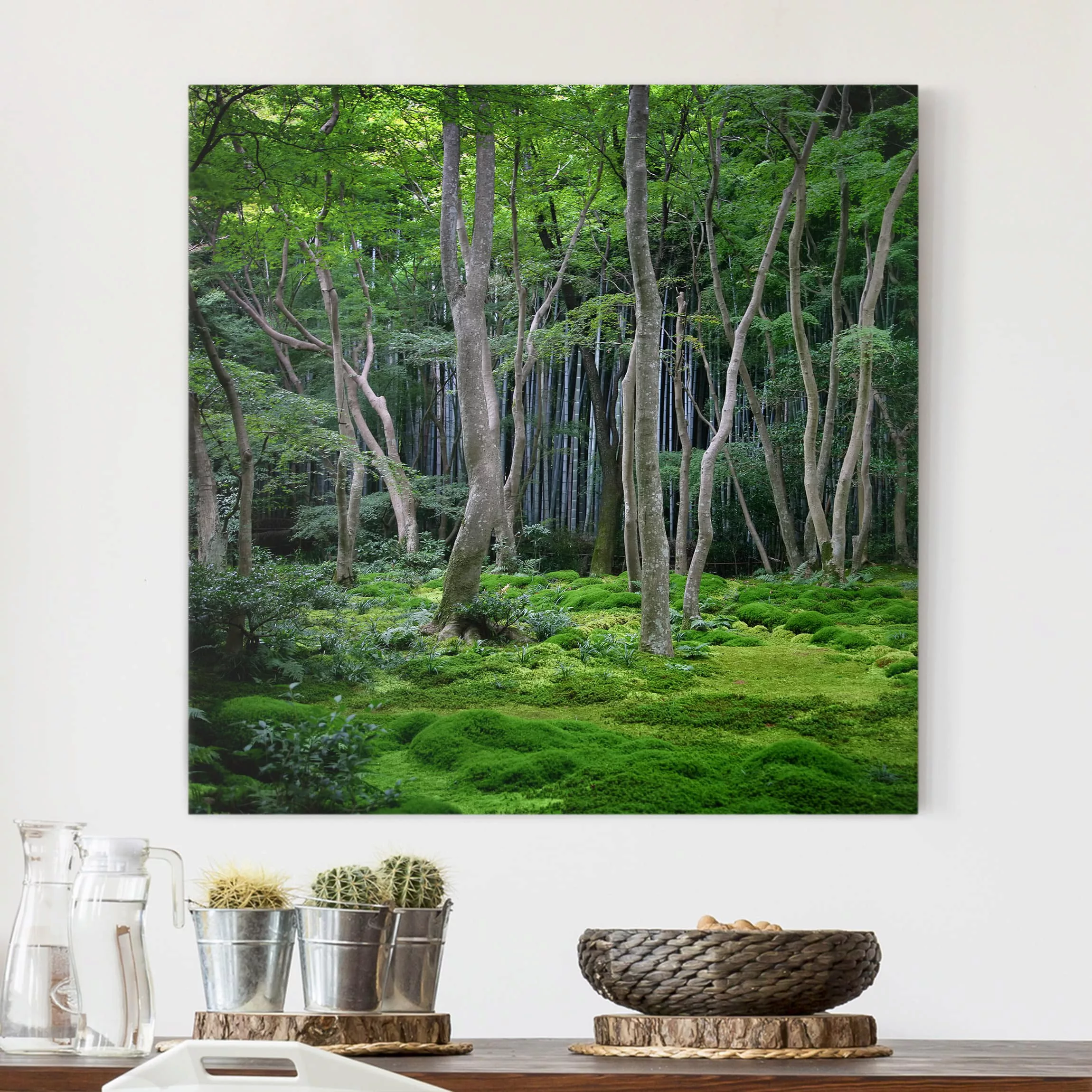 Leinwandbild Wald - Quadrat Japanischer Wald günstig online kaufen