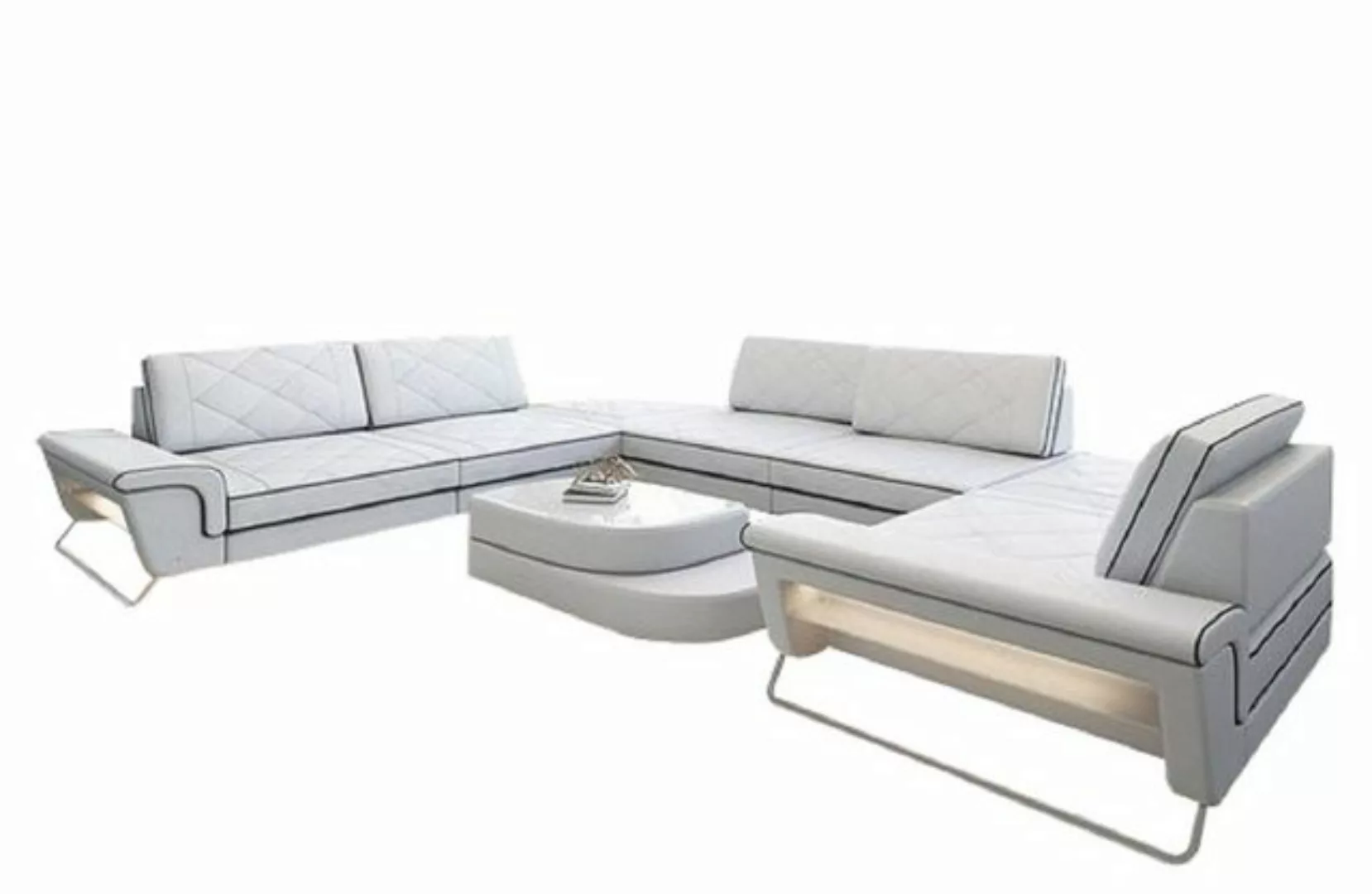 Sofa Dreams Sofa Design Ledersofa Rotello U Form Luxus Leder Sofa, Couch wa günstig online kaufen