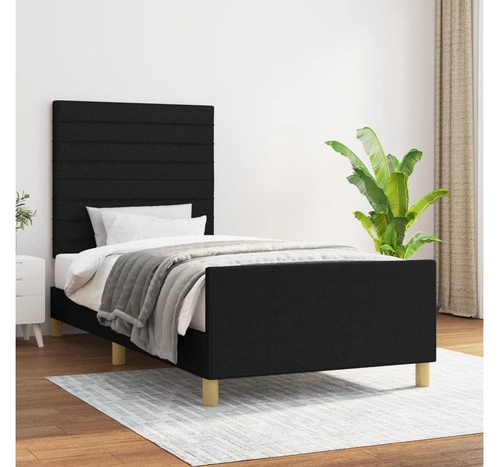 furnicato Bett Bettgestell mit Kopfteil Schwarz 100x200 cm Stoff günstig online kaufen