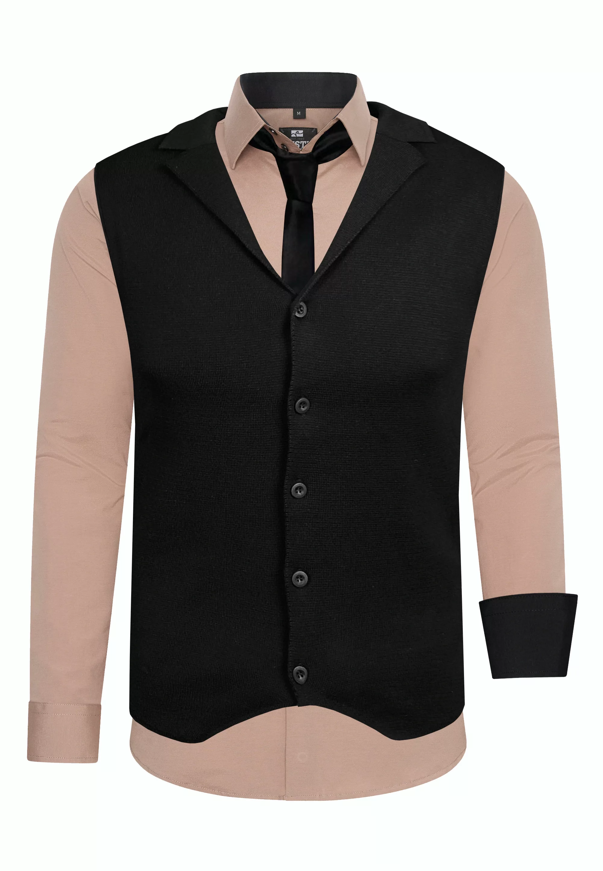 Rusty Neal Langarmhemd, bestehend aus Hemd, Weste und Krawatte günstig online kaufen
