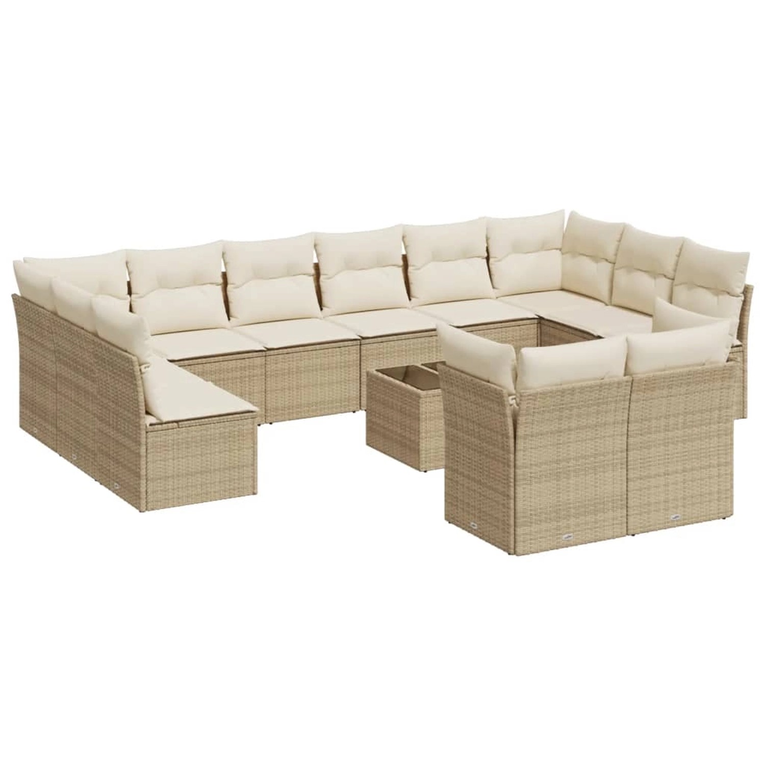 vidaXL 13-Tlg Garten-Sofagarnitur mit Kissen Beige Poly Rattan 3218438 günstig online kaufen