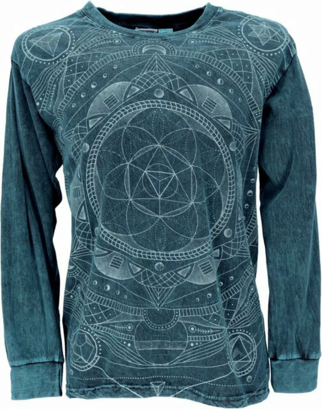 Guru-Shop Sweater Langarmshirt Mandala, stonewash Goa Shirt -.. Goa Style, günstig online kaufen