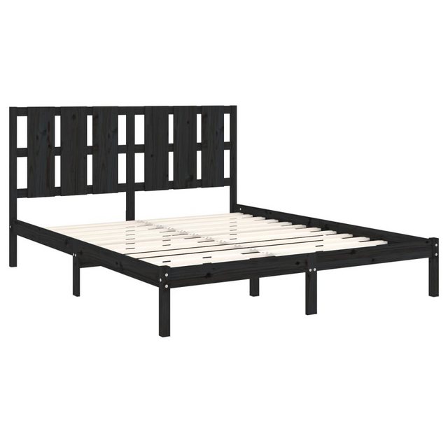 vidaXL Bettgestell Massivholzbett Schwarz 150x200 cm 5FT King Size Bett Bet günstig online kaufen