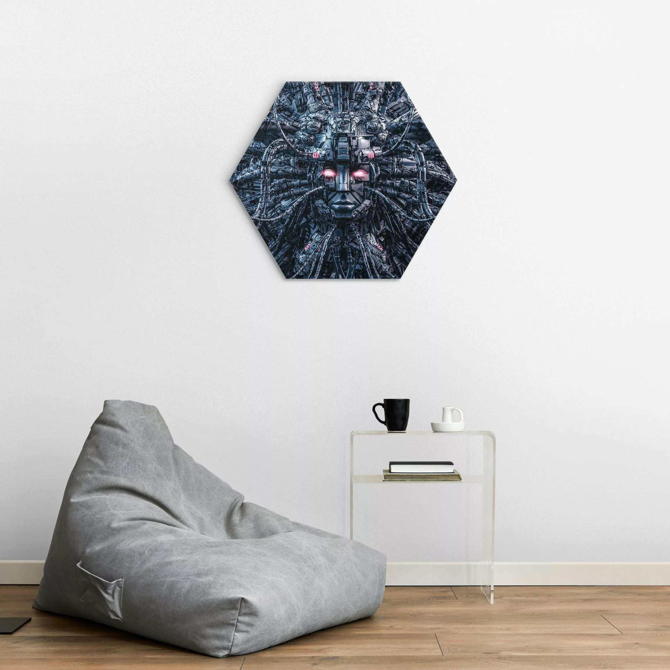 Hexagon-Alu-Dibond Bild Menschliche Maschine günstig online kaufen