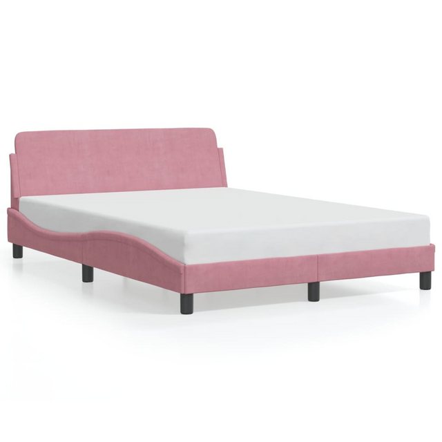 vidaXL Bettgestell, Bettrahmen mit Kopfteil Rosa 140x190 cm Samt günstig online kaufen