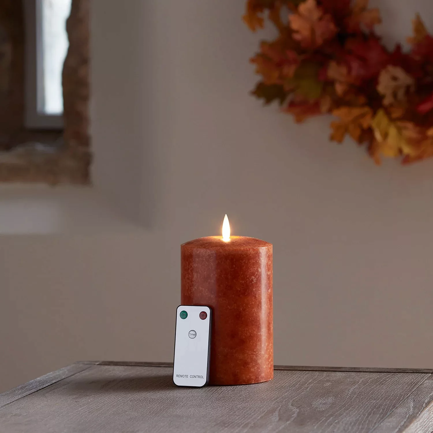 TruGlow® LED Stumpenkerze orange breit 15cm mit Fernbedienung günstig online kaufen