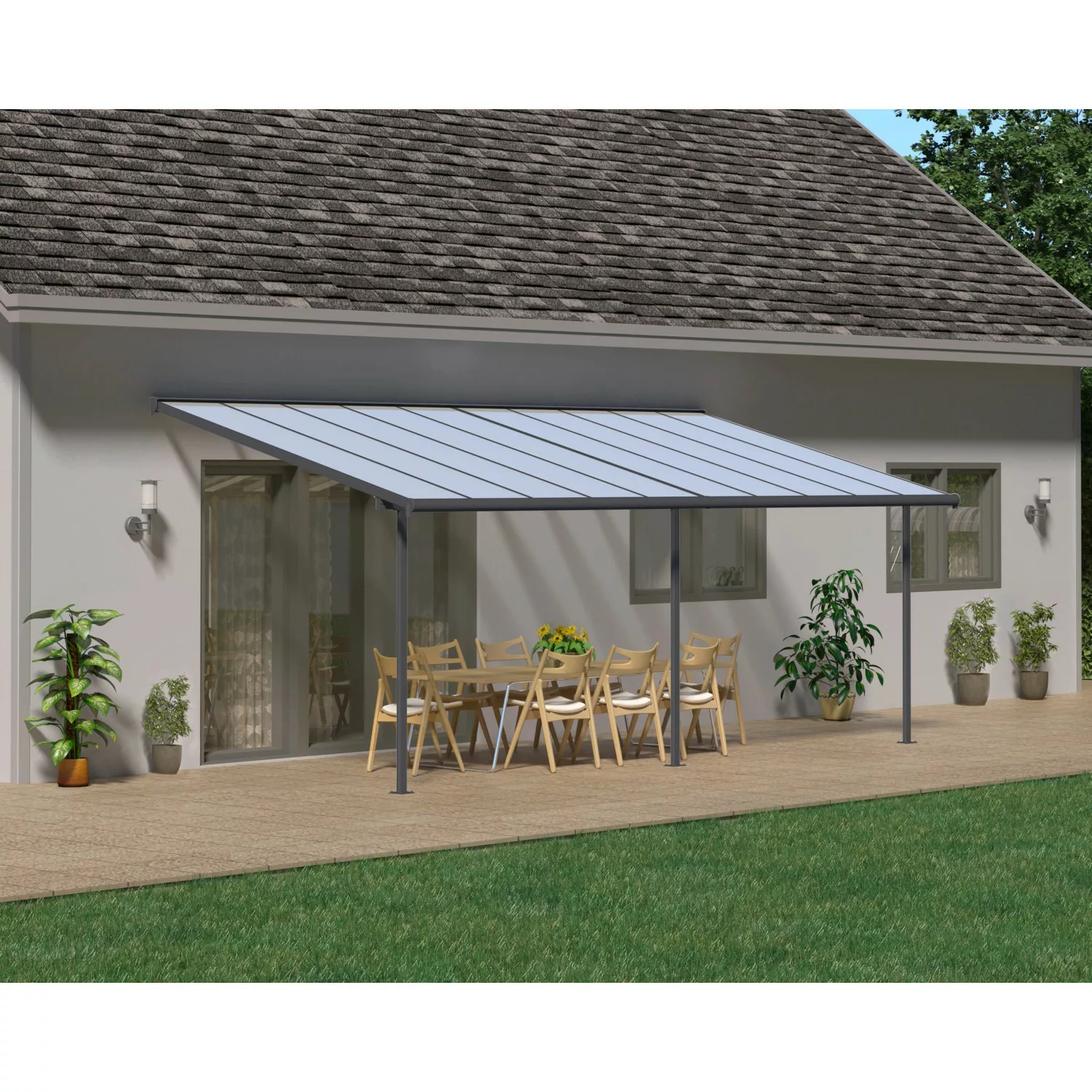 Palram - Canopia Terrassenüberdachung Sierra 619 cm x 295 cm Grau günstig online kaufen