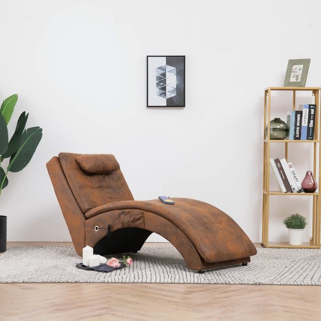 vidaXL Chaiselongue Massage Chaiselongue mit Kissen Braun Wildleder-Optik, günstig online kaufen