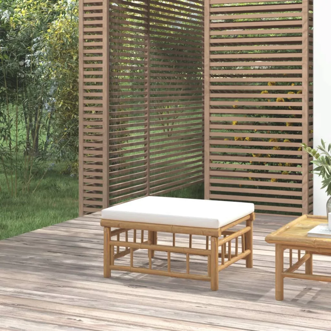Vidaxl Gartenhocker Mit Cremeweißem Kissen Bambus günstig online kaufen