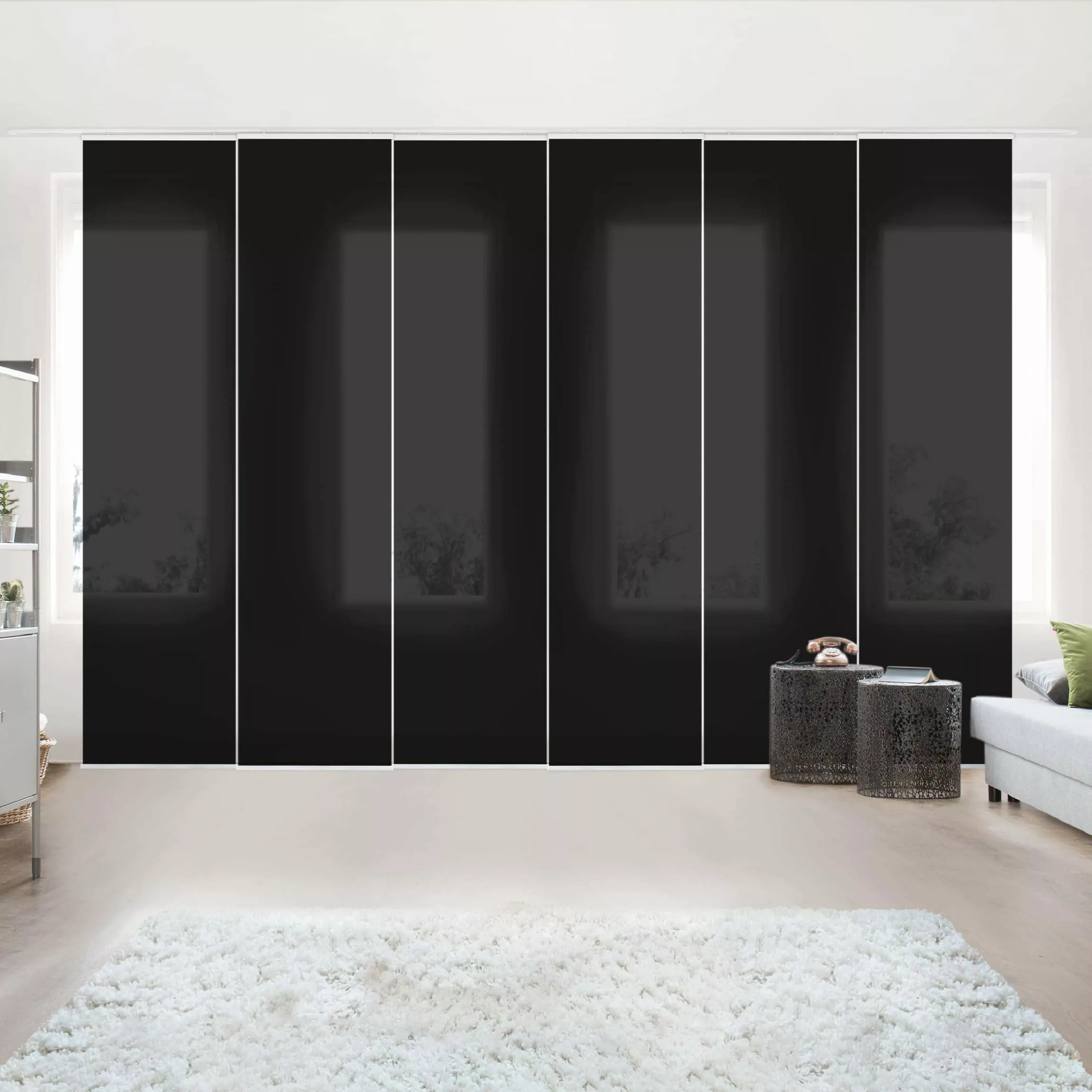 Bilderdepot24 Schiebegardine modern Flächenvorhang blickdicht Tiefschwarz, günstig online kaufen