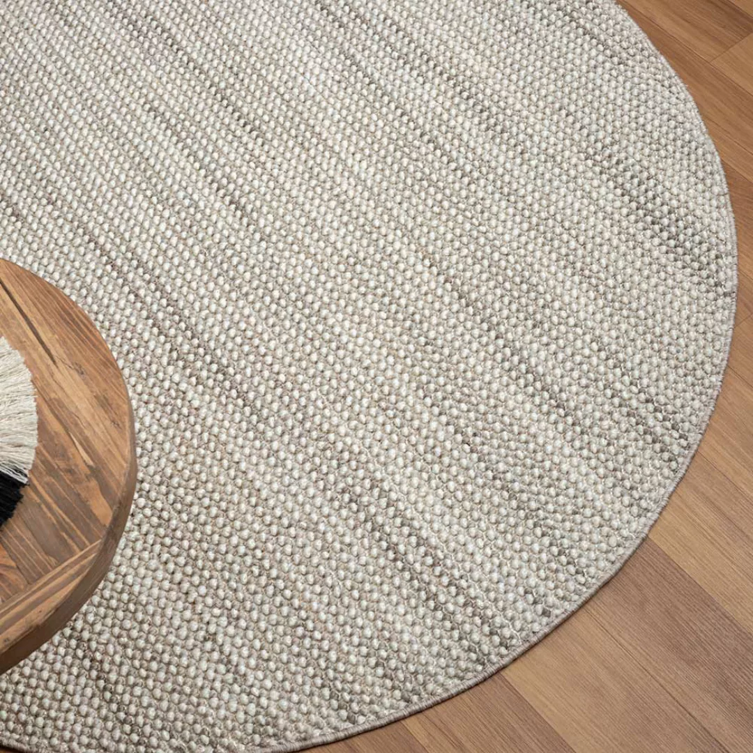 Runder Teppich in Sisaloptik 120 cm Durchmesser Weiß und Hellgrau günstig online kaufen