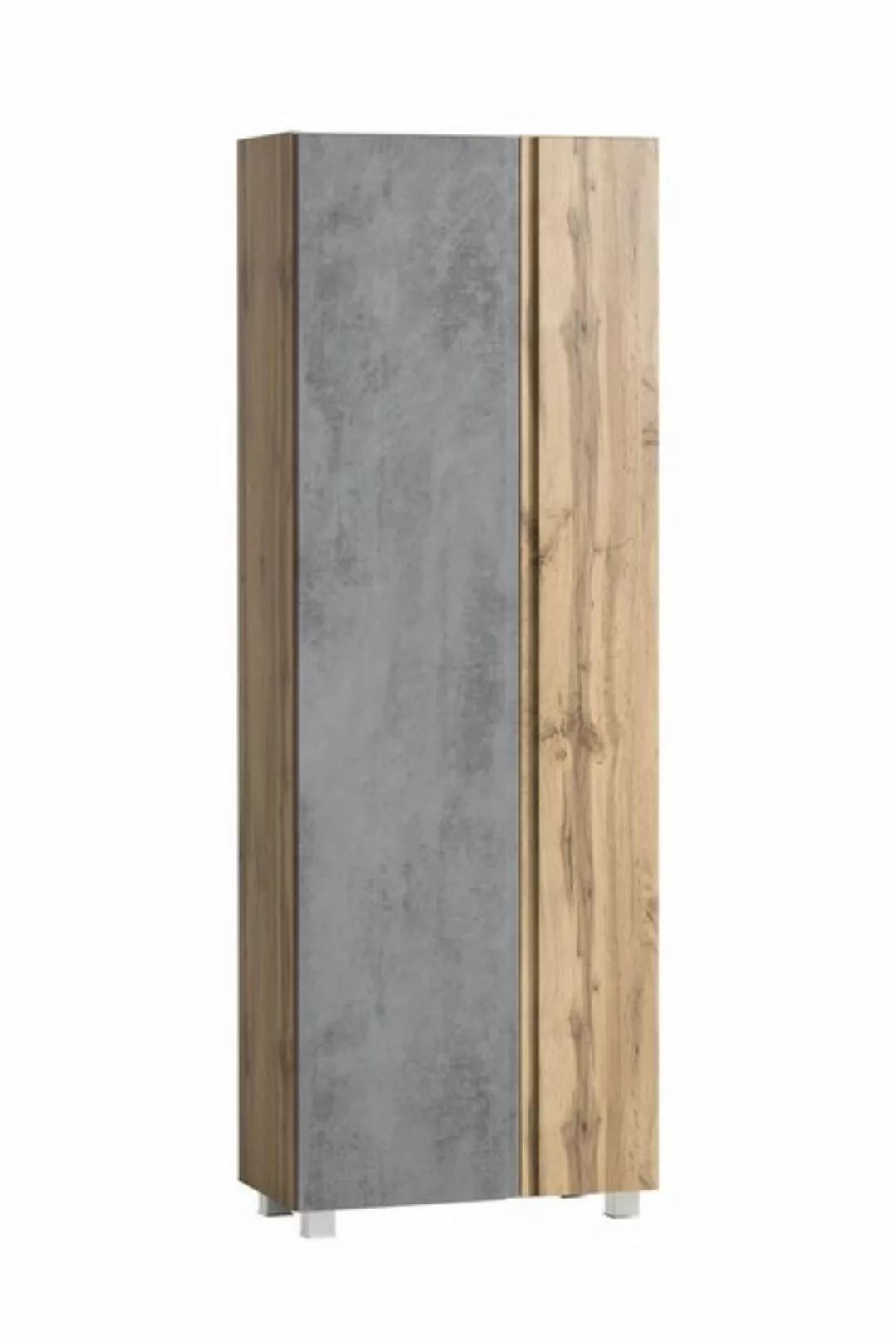 HELD MÖBEL Seitenschrank in Betongrau / Wotaneiche, MDF - 65x180x35cm (BxHx günstig online kaufen