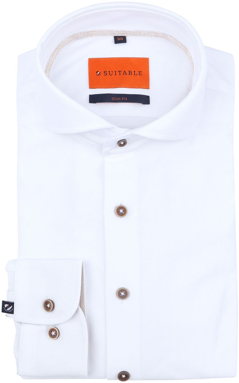 Suitable Herringbone Hemd Weiß - Größe 40 günstig online kaufen