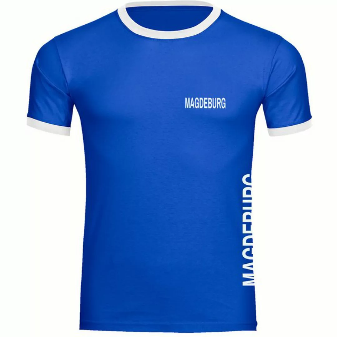 multifanshop T-Shirt Kontrast Magdeburg - Brust & Seite - Männer günstig online kaufen