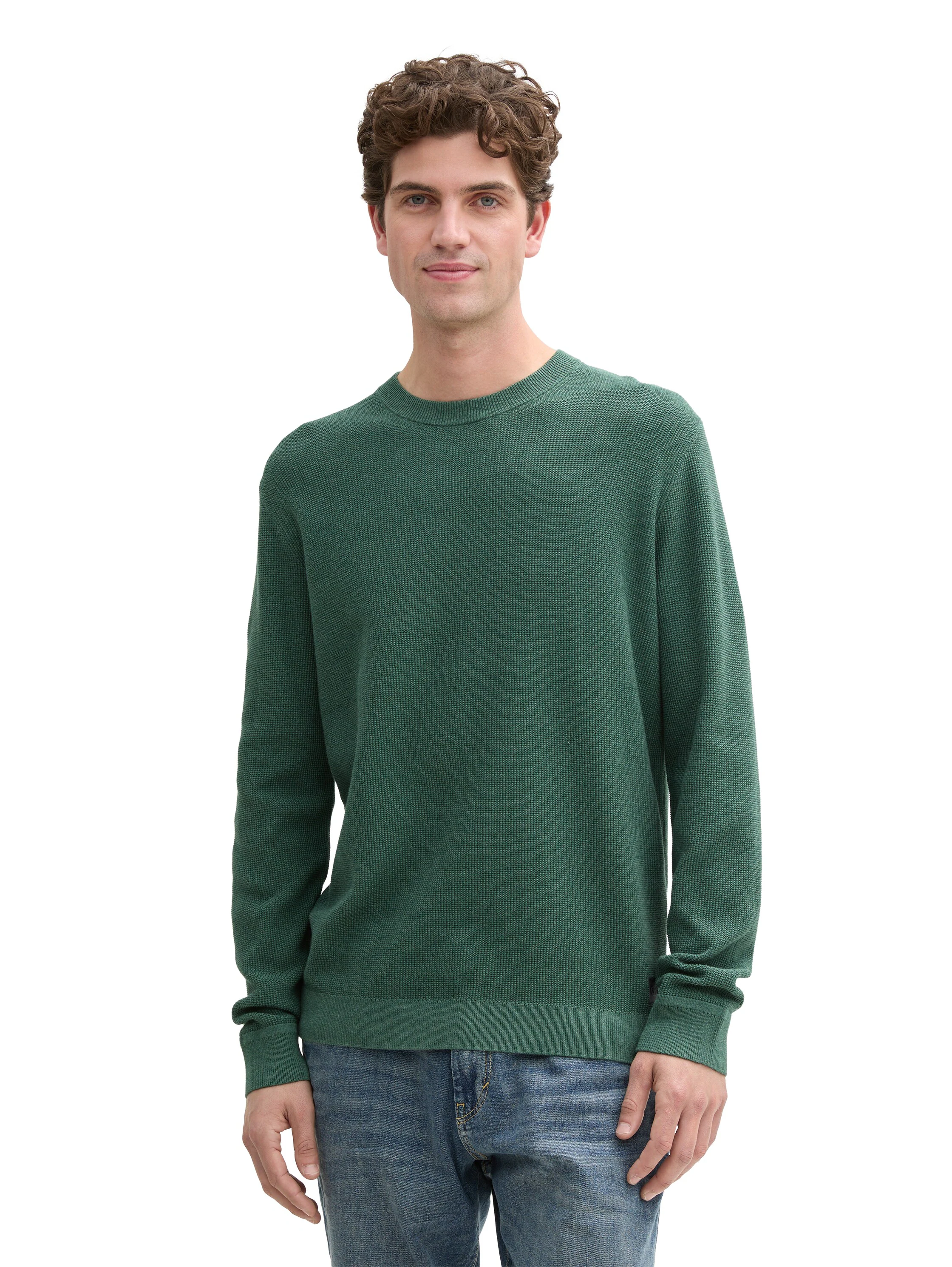 Tom Tailor Herren Rundhals Pullover STRUCTURED CREWNECK - Regular Fit günstig online kaufen