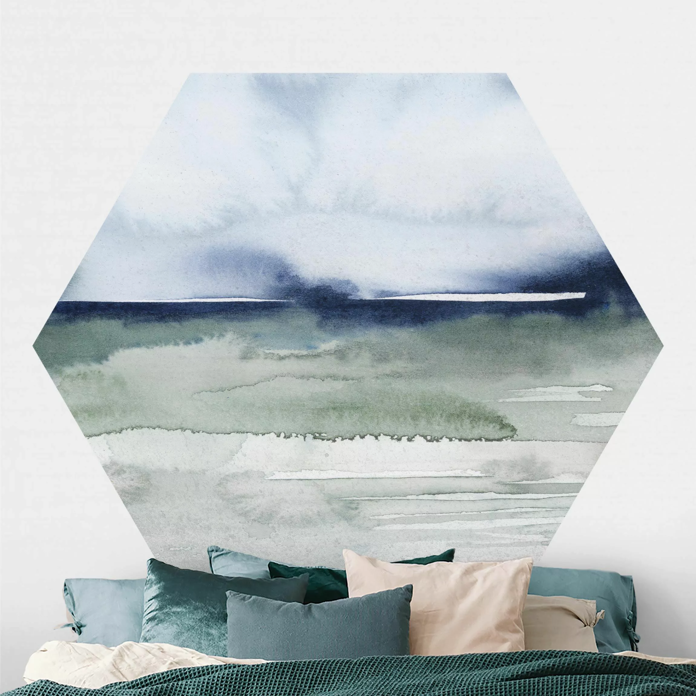 Hexagon Fototapete selbstklebend Meereswogen I günstig online kaufen