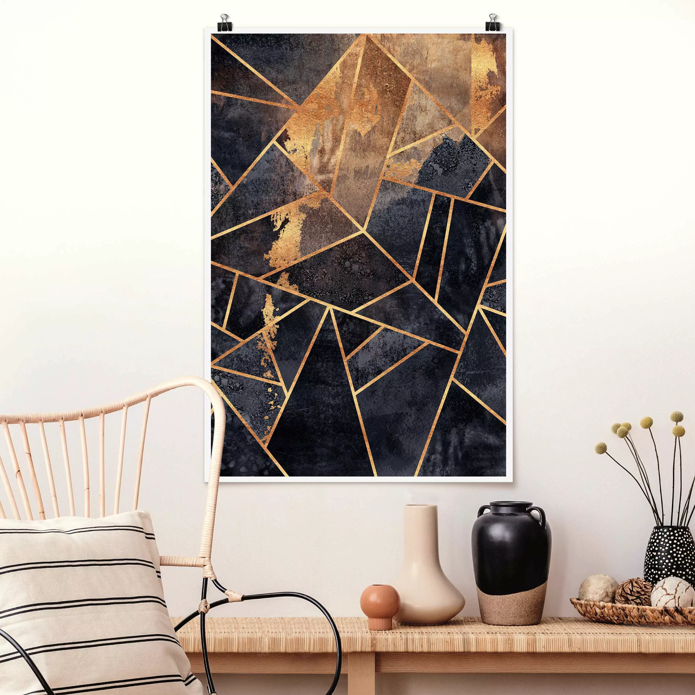 Poster Onyx mit Gold günstig online kaufen