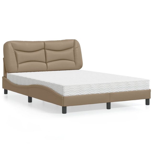 vidaXL Bett Bett mit Matratze Cappuccino-Braun 140x200 cm Kunstleder günstig online kaufen