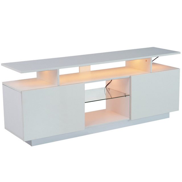 Fine Life Pro TV-Schrank Moderner weißer TV-Schrank mit 16-farbiger LED-Bel günstig online kaufen