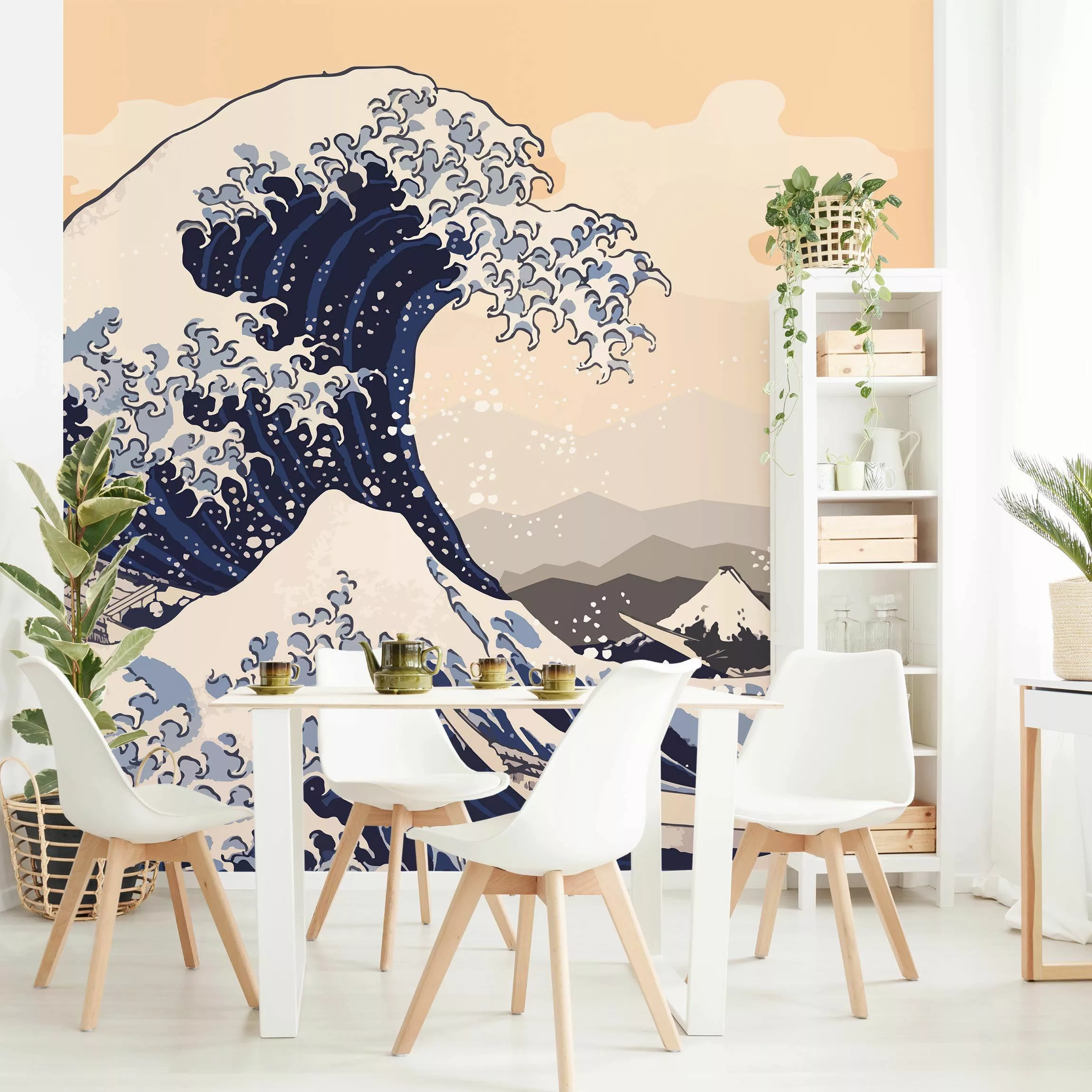 Fototapete Illustration - Die große Welle von Kanagawa günstig online kaufen