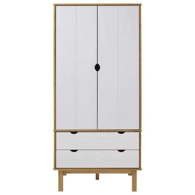 vidaXL Kleiderschrank Kleiderschrank Braun Weiß 76,5x53x172 cm Massivholz K günstig online kaufen