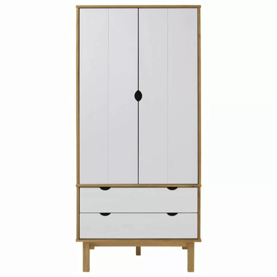 vidaXL Kleiderschrank Kleiderschrank Braun Weiß 76,5x53x172 cm Massivholz K günstig online kaufen