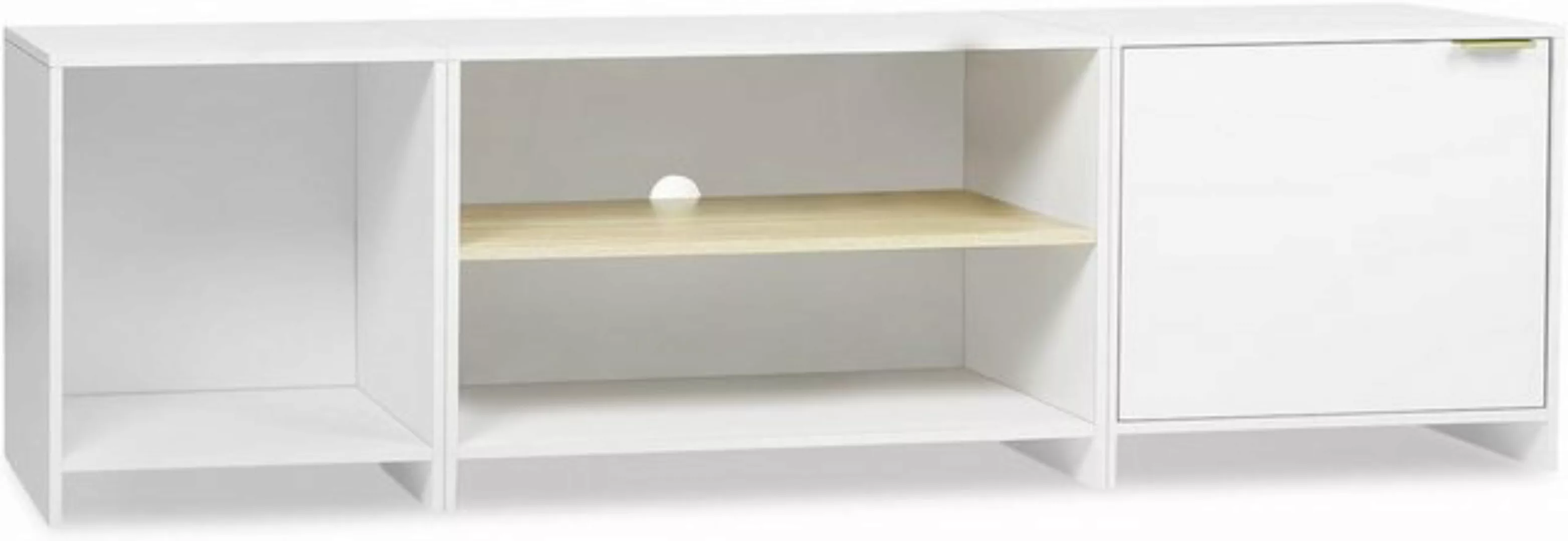 Woltu TV-Schrank (1-St) mit 3 offenen Fächern 1 Tür, 160x45x39 cm, weiß günstig online kaufen