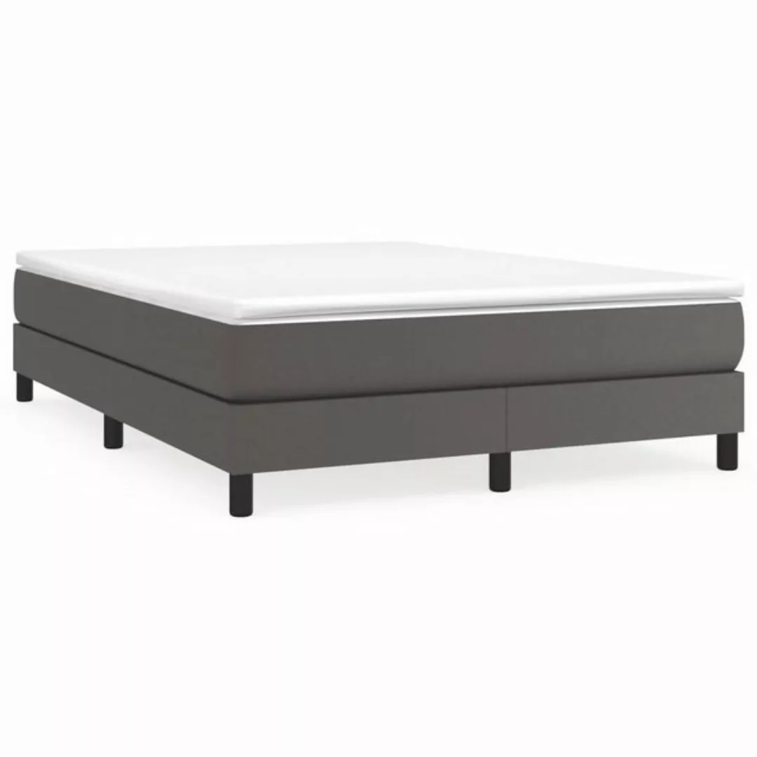 vidaXL Bettgestell Boxspringbett mit Matratze Grau 140x200 cm Kunstleder Be günstig online kaufen