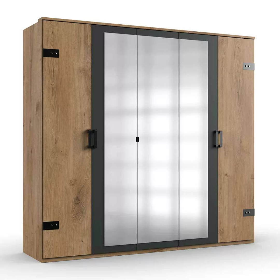 Kleiderschrank mit Spiegeln im Industry und Loft Stil 225 cm breit günstig online kaufen