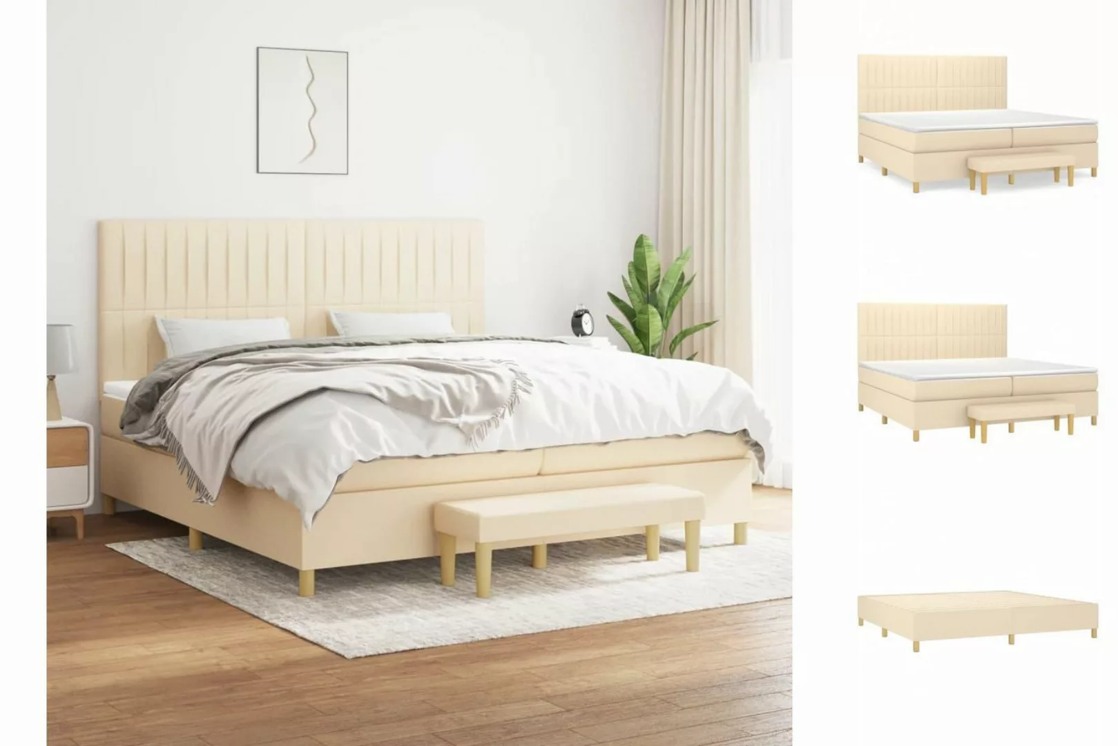 vidaXL Boxspringbett Boxspringbett mit Matratze Creme 200x200 cm Stoff Bett günstig online kaufen