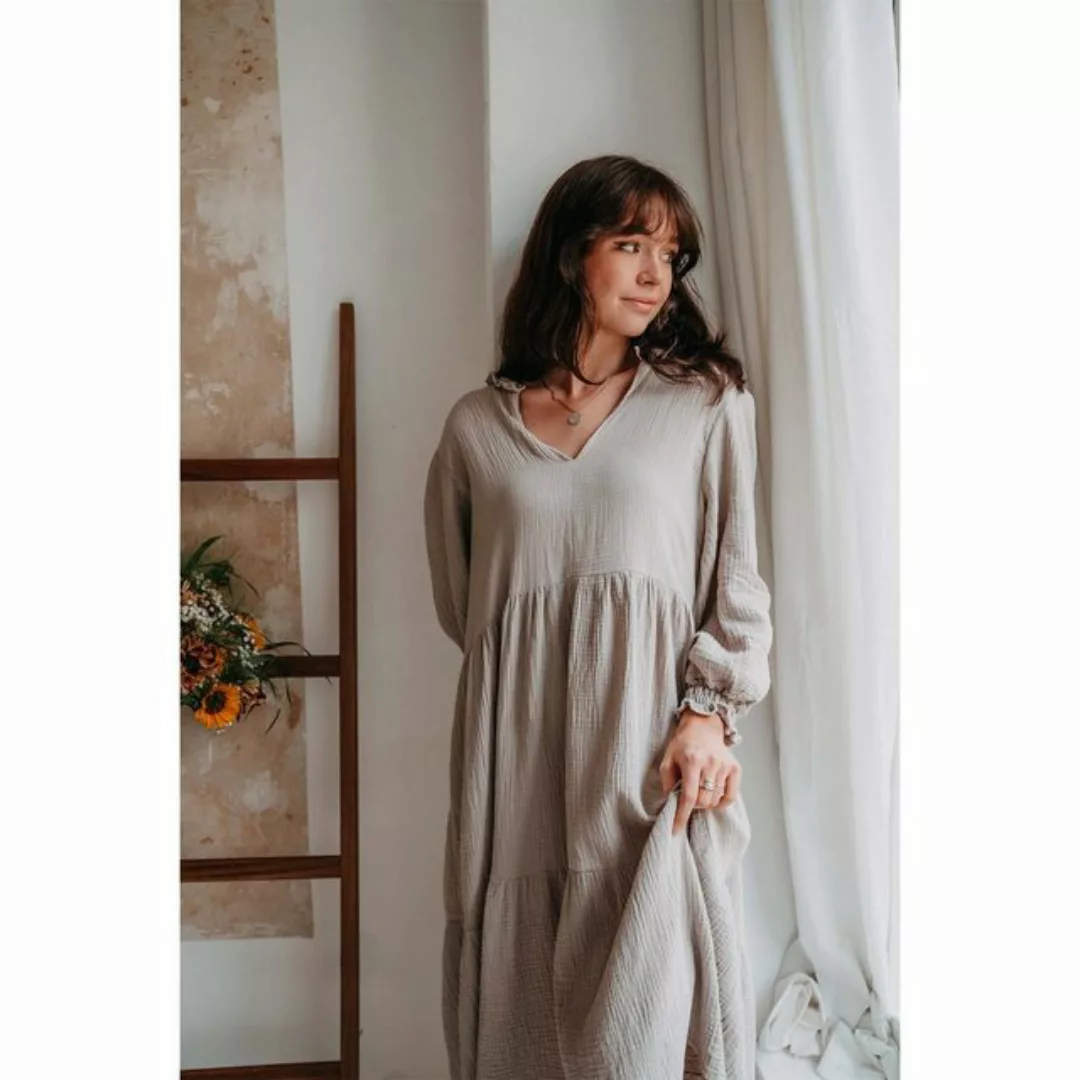 hutch&putch Maxikleid Musselin-Kleid "Isabelle" in One Size trendige Volant günstig online kaufen