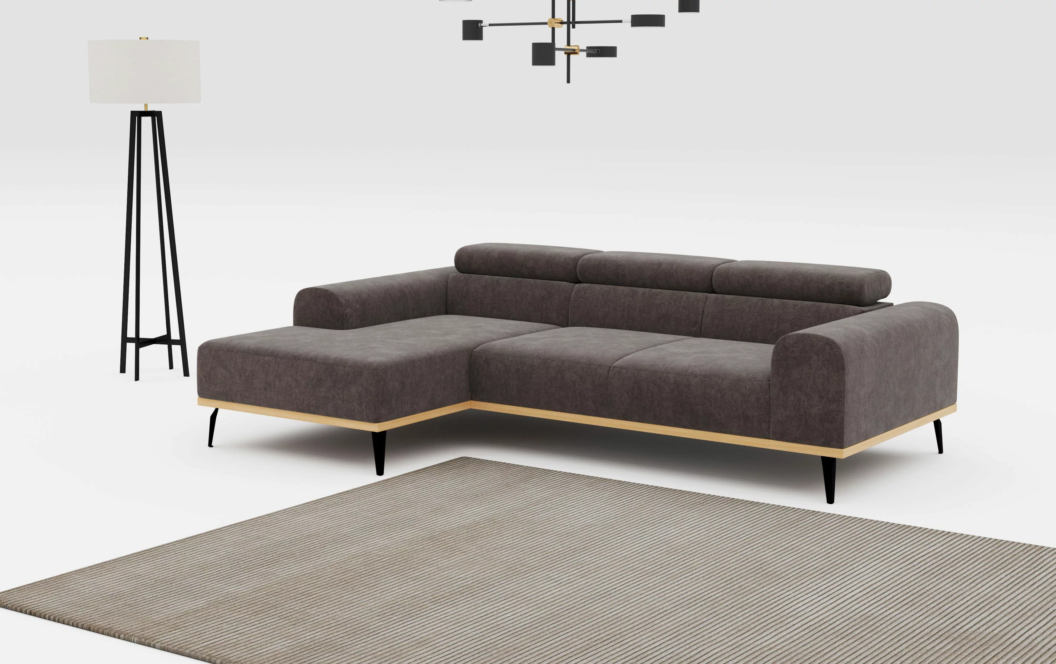 Places of Style Ecksofa "Carlo L-Form", mit Kopfteilverstellung & Holz-Rahm günstig online kaufen