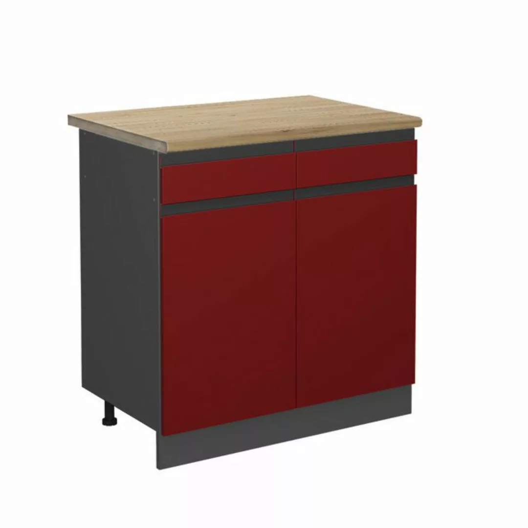 Vicco Unterschrank R-Line, Rot/Anthrazit, 80 cm, AP Eiche günstig online kaufen