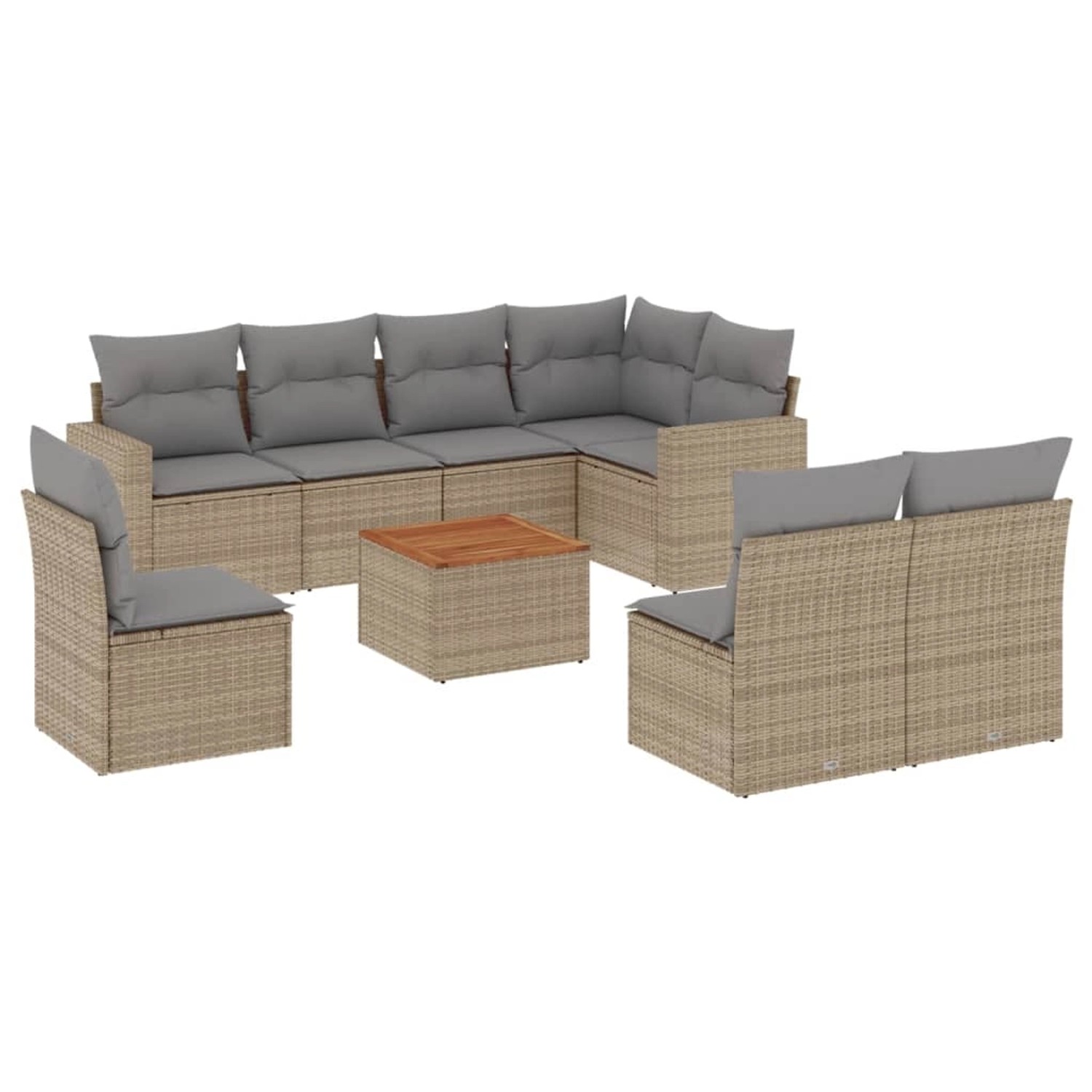 vidaXL 9-Tlg Garten-Sofagarnitur mit Kissen Beige Poly Rattan 3224162 günstig online kaufen