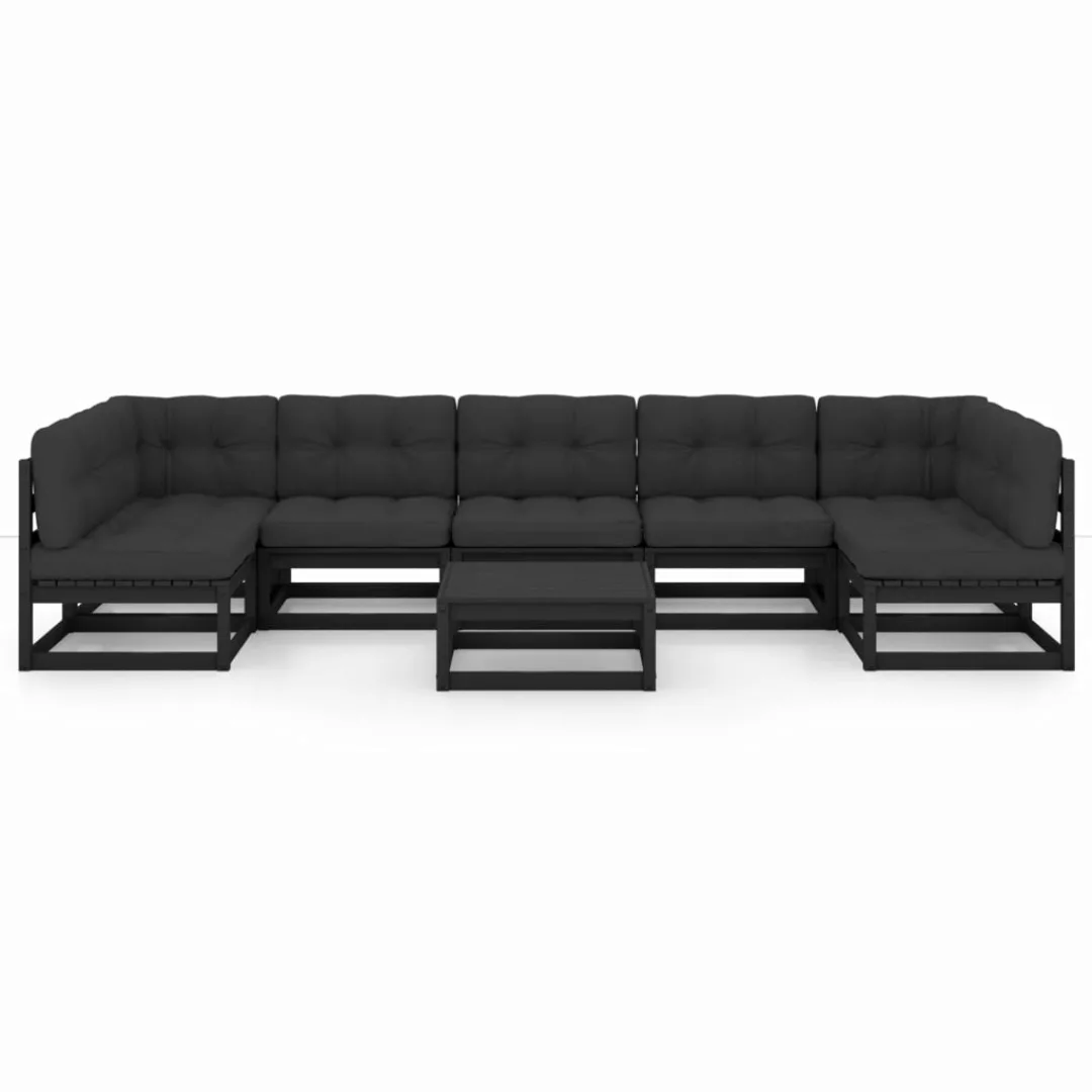 8-tlg. Garten-lounge-set Mit Kissen Schwarz Kiefer Massivholz günstig online kaufen