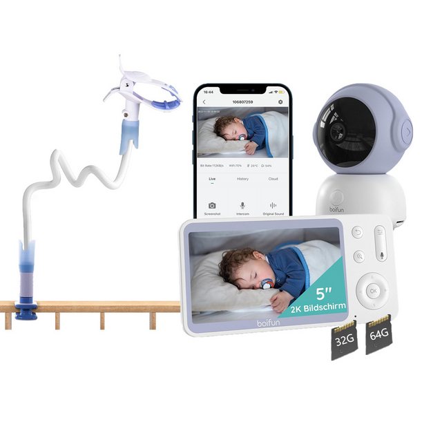 Boifun Video-Babyphone 2K 5" Babyphone mit Kamera, Babyphone und APP mit Ha günstig online kaufen