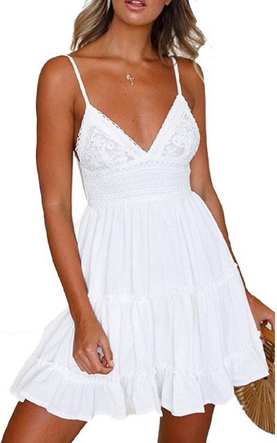 KIKI Dirndl Damen Sommerkleid mit V-Ausschnitt, Strandkleid, Minikleid günstig online kaufen