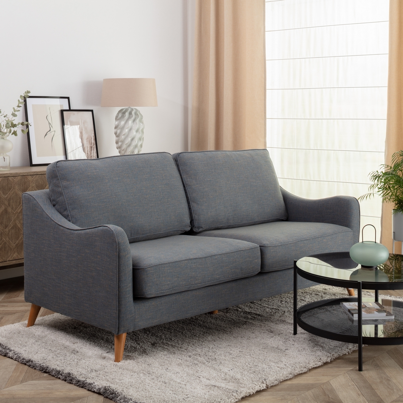 3-Sitzer Sofa Venuste denim blue/brown, 193 x 90 x 90 cm günstig online kaufen