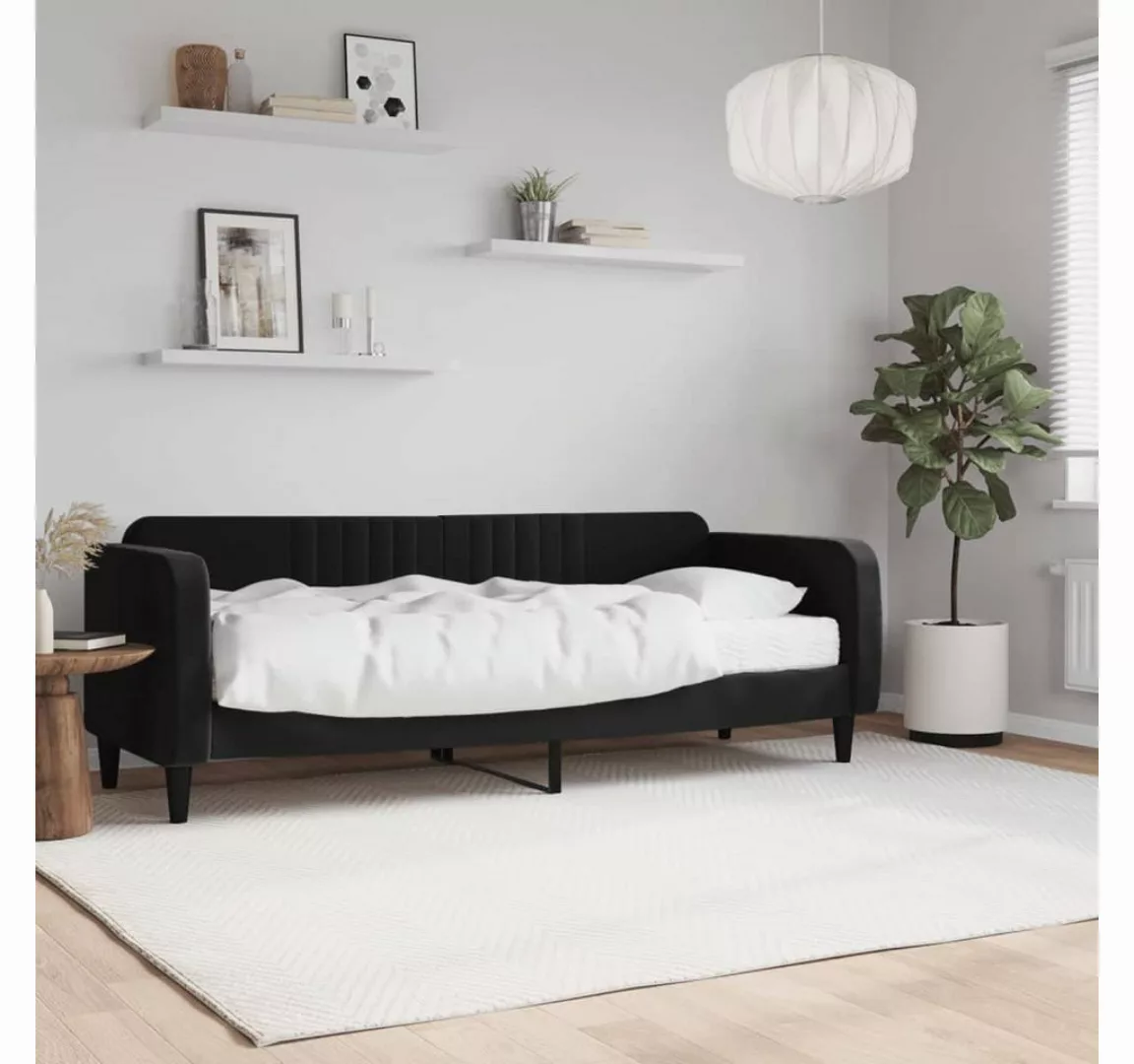 furnicato Bett Tagesbett mit Matratze Schwarz 80x200 cm Samt günstig online kaufen