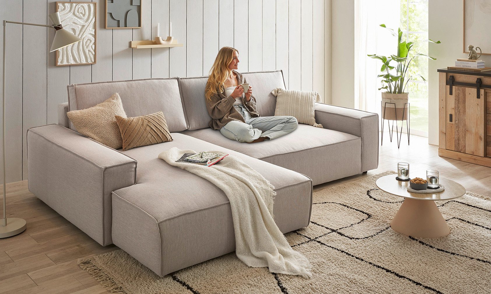 Home affaire Ecksofa "NEU: SHERWOOD XXL 284, Big-Sofa L-Form, tiefe Sitzflä günstig online kaufen