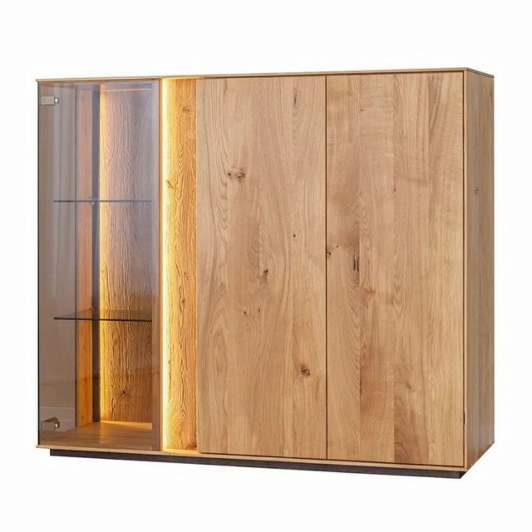 JVmoebel Vitrine Hellbraune Vitrine Designer Esszimmer Anrichte Holz LED-Sc günstig online kaufen