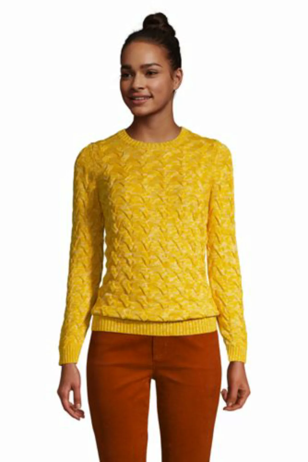 Zopfmuster-Pullover DRIFTER, Damen, Größe: 48-50 Normal, Gelb, Baumwolle, b günstig online kaufen